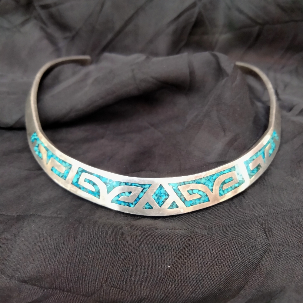 Vintage 925 Mexican Silver Collar Necklace